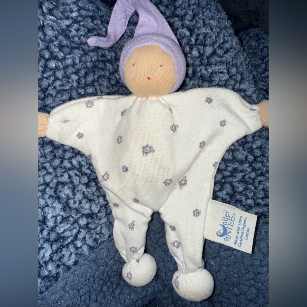 Under the Nile Baby Buddy Scrappy Doll Purple Lavender Floral 100% Organic Cotto